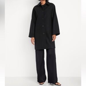 Old Navy Black Car Coat with Satin Lining